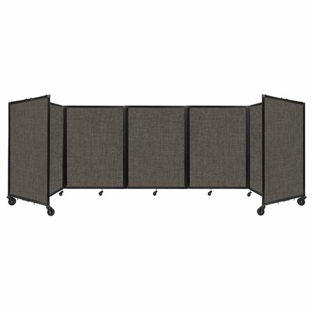 Versare Room Divider 360 Folding Portable Partition 14' x 4' Mocha Fabric 1148946